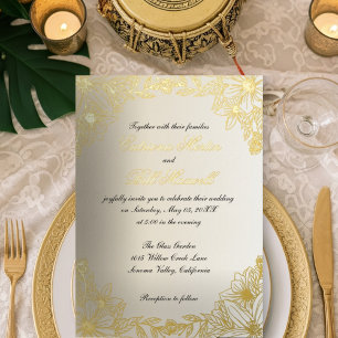 Luxury Gold Foil Floral Wedding Einladung