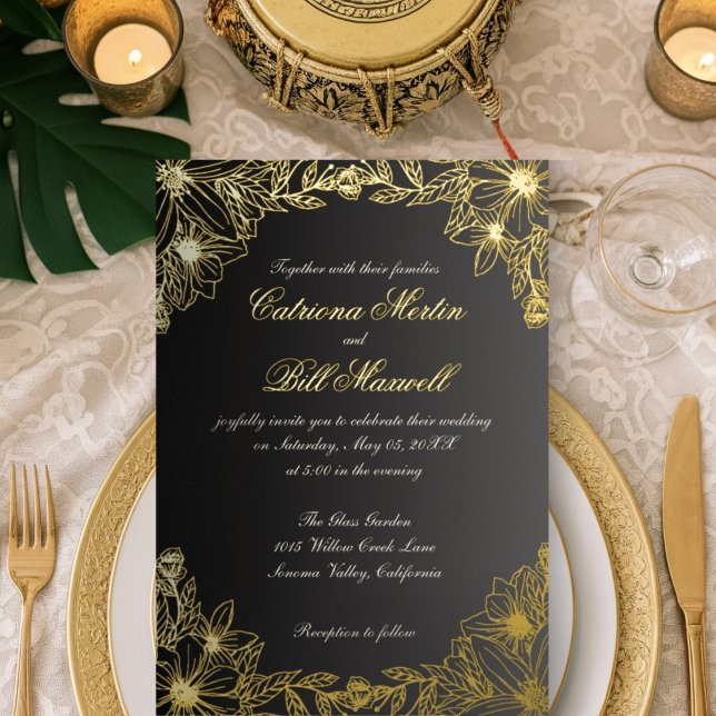 Luxury Gold Foil Florals Hochzeit Einladung (Von Creator hochgeladen)