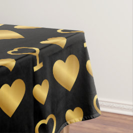 Luxury Gold Foil Hearts on Black  Tischdecke