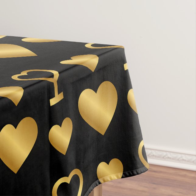 Luxury Gold Foil Hearts on Black  Tischdecke (Beispiel)
