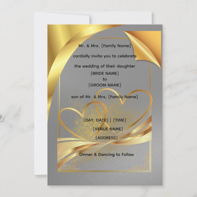 Luxury Gold Foil Style Wedding Invitation | Modern Einladung (Vorderseite)
