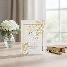Luxury Gold Foil White Retirement Invitation Elega