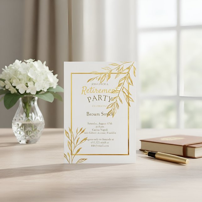 Luxury Gold Foil White Retirement Invitation Elega Einladung (Von Creator hochgeladen)