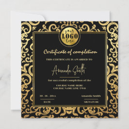 Luxury Gold Frame Certificate of Completion Award Einladung