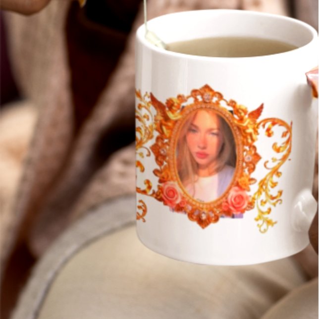 Luxury Gold Frame for Your Photos | Personalized C Kaffeetasse (Von Creator hochgeladen)