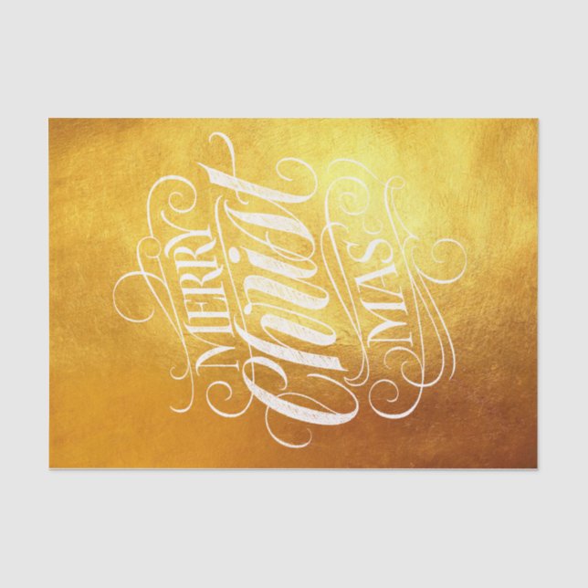 Luxury Gold Frohe Weihnachten Christliche Script B Seidenpapier (Vorderseite)