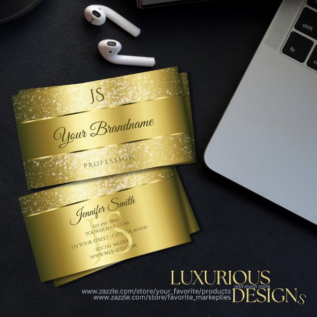 Luxury Gold Funkelnd Glitzer Stars Erstklassige Qu Visitenkarte (Von Creator hochgeladen)