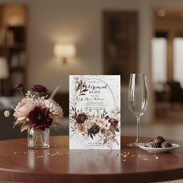 Luxury Gold Geometric Burgundy Floral Retirement I Einladung