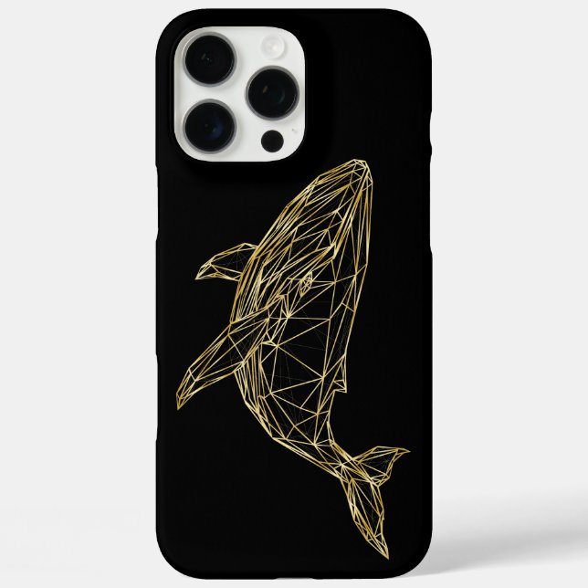 Luxury Gold Geometric Whale iPhone 16 Pro Max Hülle (Rückseite)