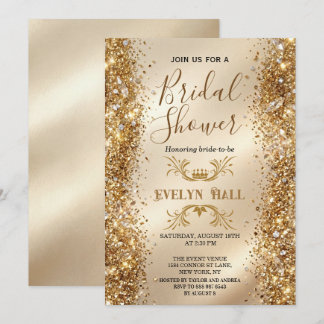 Luxury Gold Glitter Bachelorette Party Einladung