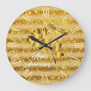 Luxury Gold Glitter Floral Gift Große Wanduhr