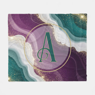 Luxury Gold Glitter Marble Pattern Fleecedecke