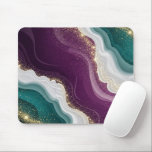 Luxury Gold Glitter Marble Pattern Mousepad<br><div class="desc">Soft flowing waves of teal and deep purple blend together with shimmering gold sparkles. A stylish abstract pattern with a modern and luxurious feel.</div>