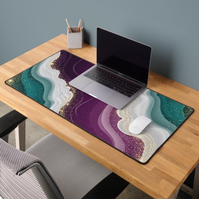 Luxury Gold Glitter Marble Pattern Schreibtischunterlage (Büro 2)