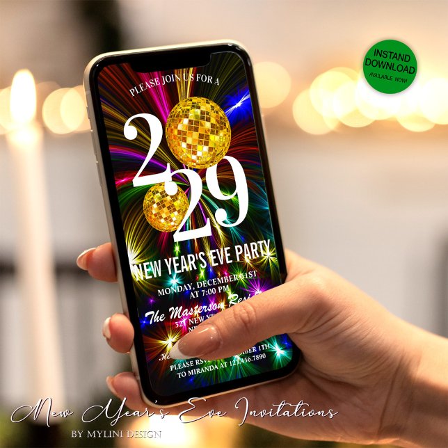 Luxury Gold Glitter New Years Eve Party Invitation Feiertagskarte (Von Creator hochgeladen)