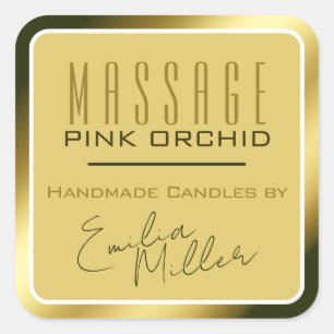 Luxury Gold Golden Ombre Signature Text Candles Quadratischer Aufkleber