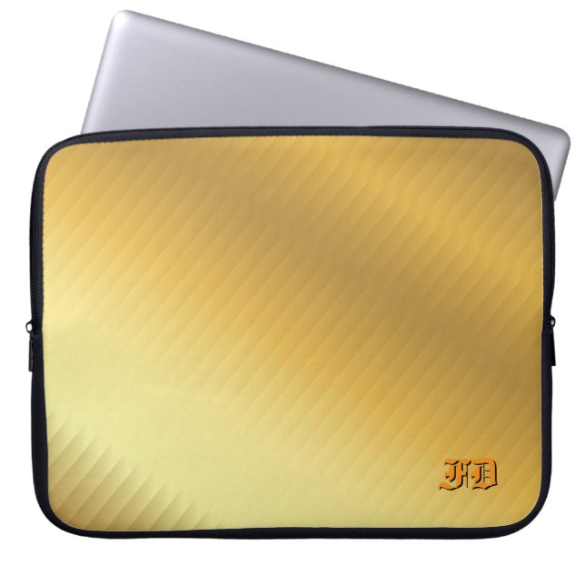 Luxury Gold Gradient Monogram Personalized Laptopschutzhülle (Vorderseite)
