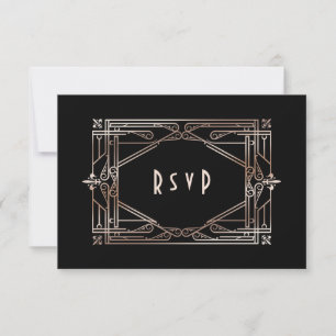 Luxury Gold Great Gatsby Art Deco 20er Hochzeit RSVP Karte