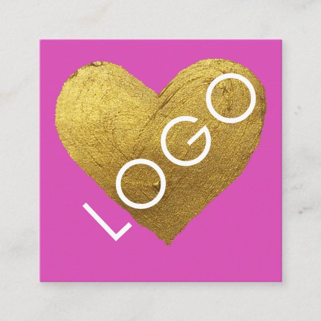 LUXURY GOLD HOT PINK EIGENES LOGO PROMOTIONAL COMP QUADRATISCHE VISITENKARTE (Vorderseite)