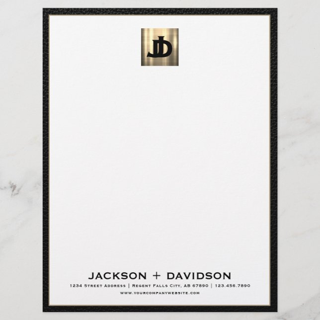 Luxury Gold Initials Business Letterhead Briefbogen (Vorderseite)