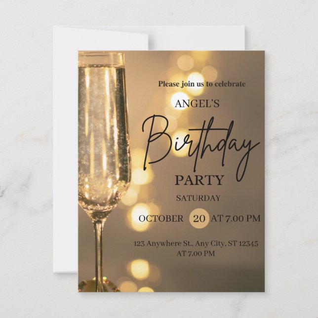 Luxury Gold Lights Birthday Invitation (Devant)