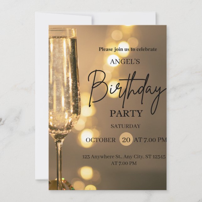 Luxury Gold Lights Birthday Invitation (Devant)