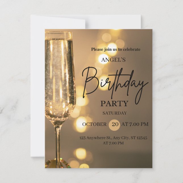 Luxury Gold Lights Birthday Invitation Einladung (Vorderseite)