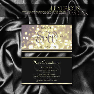 Luxury Gold Lila Glitzer Initials Black Golden Visitenkarte