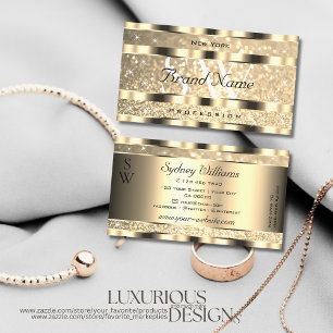 Luxury Gold Luminous Glitzer Stars Monogram Golden Visitenkarte
