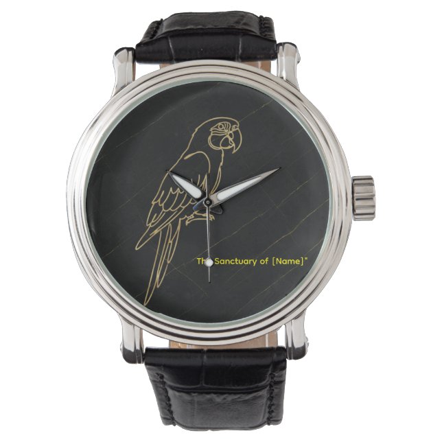 Luxury Gold Macaw Parrot Marble Wristwatch Armbanduhr (Vorderseite)