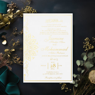 Luxury Gold Mandala Muslim Wedding Nikah Folieneinladung