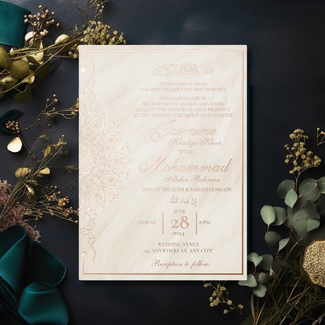 Luxury Gold Mandala Muslim Wedding Nikah Folieneinladung (Von Creator hochgeladen)