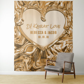 Luxury Gold Metal Herzklopfen Wandteppich
