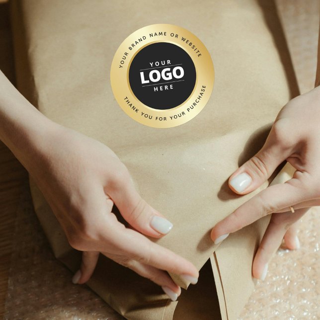 Luxury Gold Metallic Black Logo Vielen Dank Runder Aufkleber (Von Creator hochgeladen)