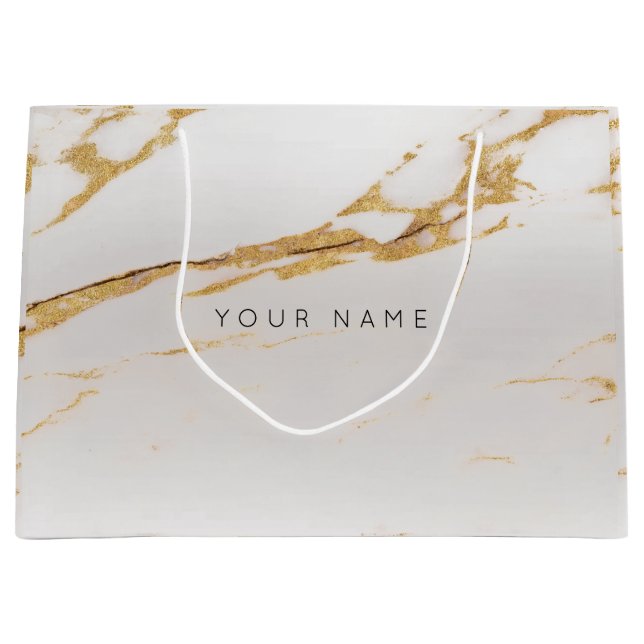 Luxury Gold Metallic Gift Gray Silver Foxier Große Geschenktüte (Vorderseite)