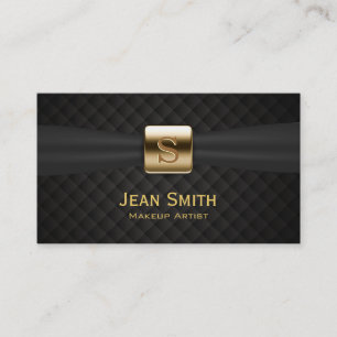 Luxury Gold Monogram Diamond Quilts Makeup Artist Visitenkarte