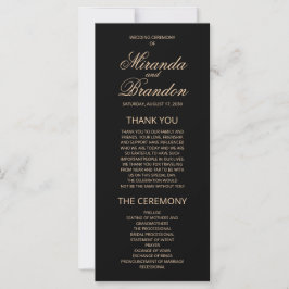 Luxury Gold Monogramme Black Wedding Programme