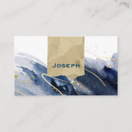 Luxury Gold & Navy Abstract Photographer Business Visitenkarte