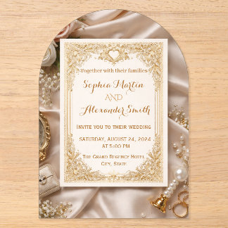 Luxury Gold Ornate Wedding Invitation Acryleinladungen