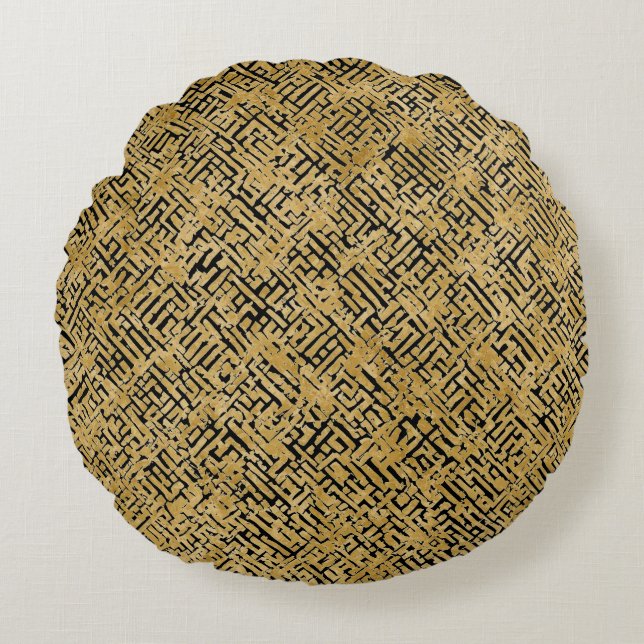 Luxury Gold Pattern ,Gold Black Rundes Kissen (Vorderseite)