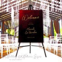 Luxury Gold Red and Black Wedding Willkommenszeich