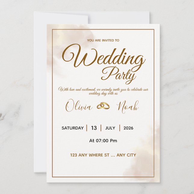 Luxury Gold Script Wedding Invitation Einladung (Vorderseite)