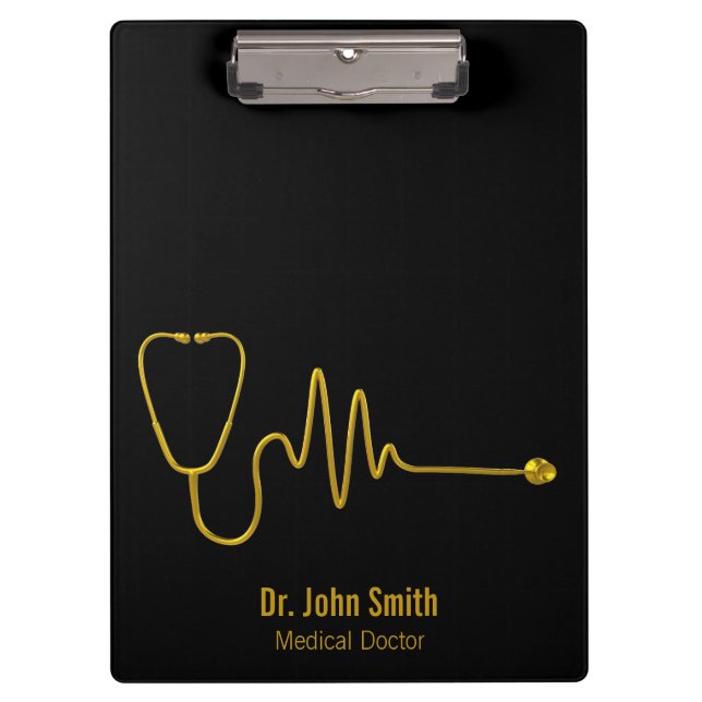 Luxury Gold Stethoscope ECG Wave EKG Line Medical  Klemmbrett (Vorderseite)