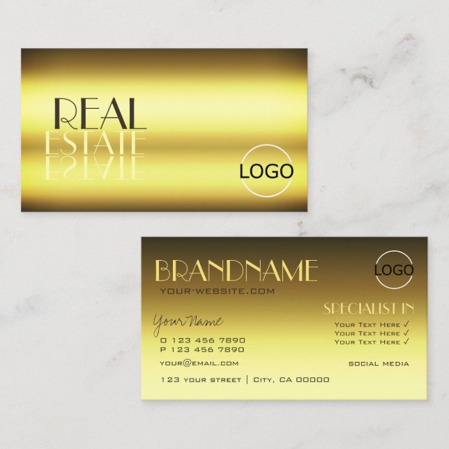 Luxury Gold Stilvolle Spiegelbriefe mit Logo Visitenkarte (Vorne/Hinten)