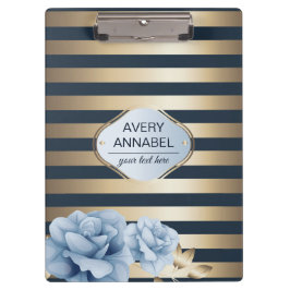 Luxury Gold Stripe Floral Klemmbrett