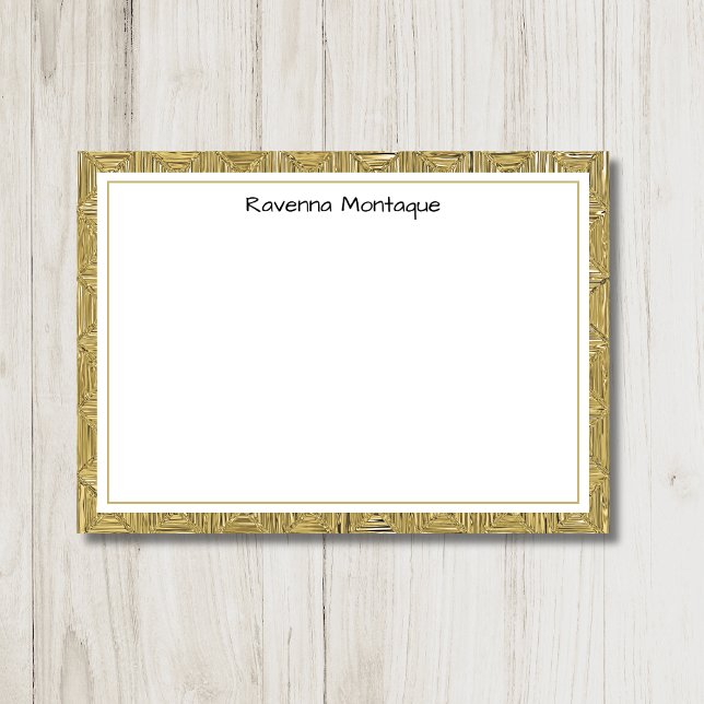 Luxury Gold Texture Border Black Name Script Mitteilungskarte (Von Creator hochgeladen)