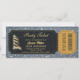 Luxury Gold VIP Party Ticket Birthday Invitation Einladung