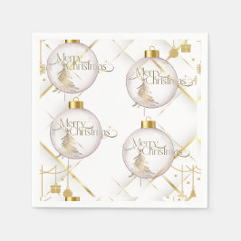 Luxury Gold & White Christmas Bauble Serviette