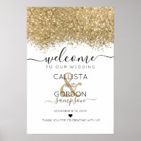 Luxury Gold White Glitzer Confetti Wedding Willkom