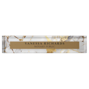 Luxury Gold White Gray Elegante Notar Namensplakette